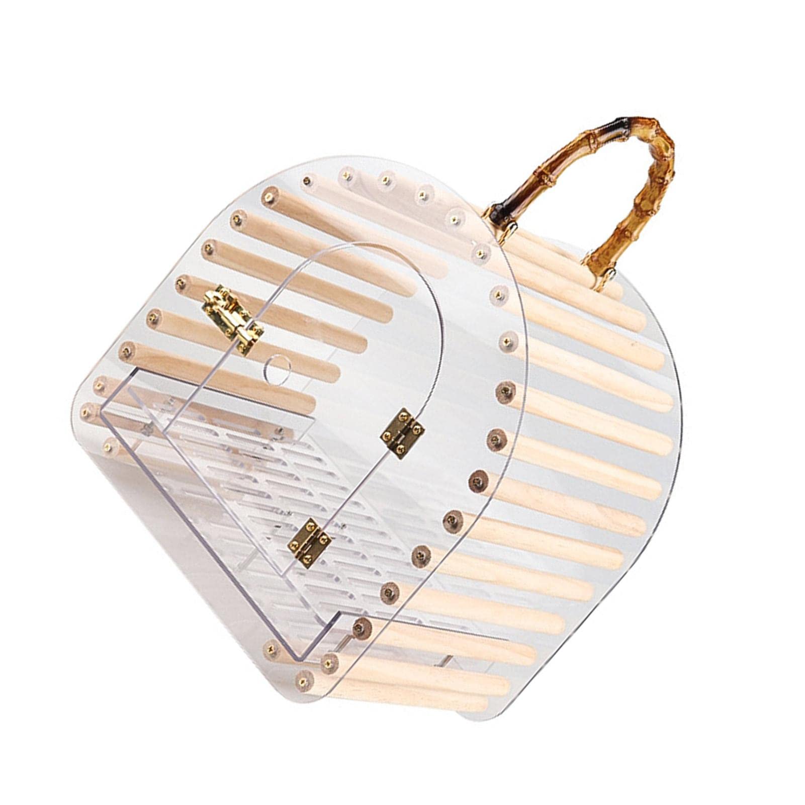 Paradesour Portable Bird Carrier, Portable Bird Parrot Carrier, Outdoor Breathable Bird Travel Bag For Small Pets, Birds, Parrots, Clear Acrylic Cage with Perch