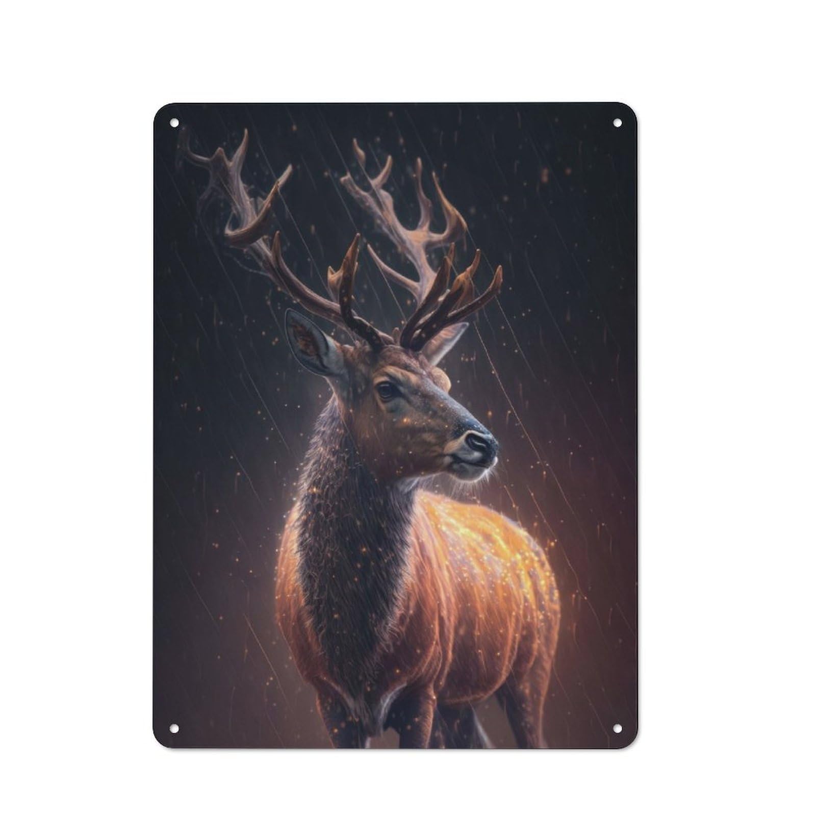 Junmoney Fantasy Deer In Rain Tin Sign 40X30cm For Bar Or Restaurant, Retro Wall Decor, For Restaurant Interior Fans
