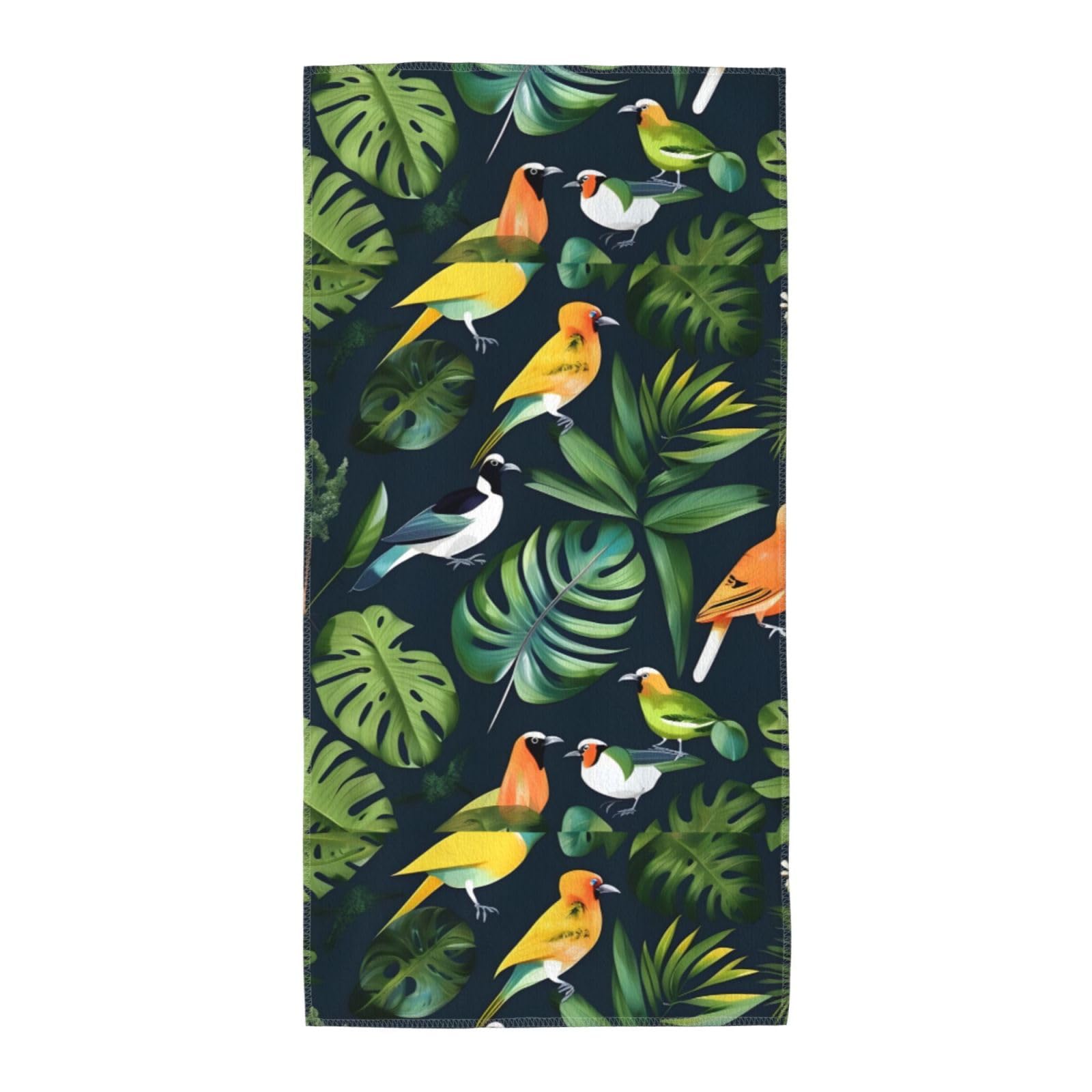 Cbaaghh Tropical Birds Plant Leaf Print Towel, Towels Thick Face Towels Fast Drying Washcloth For Bath, Spa, Gym