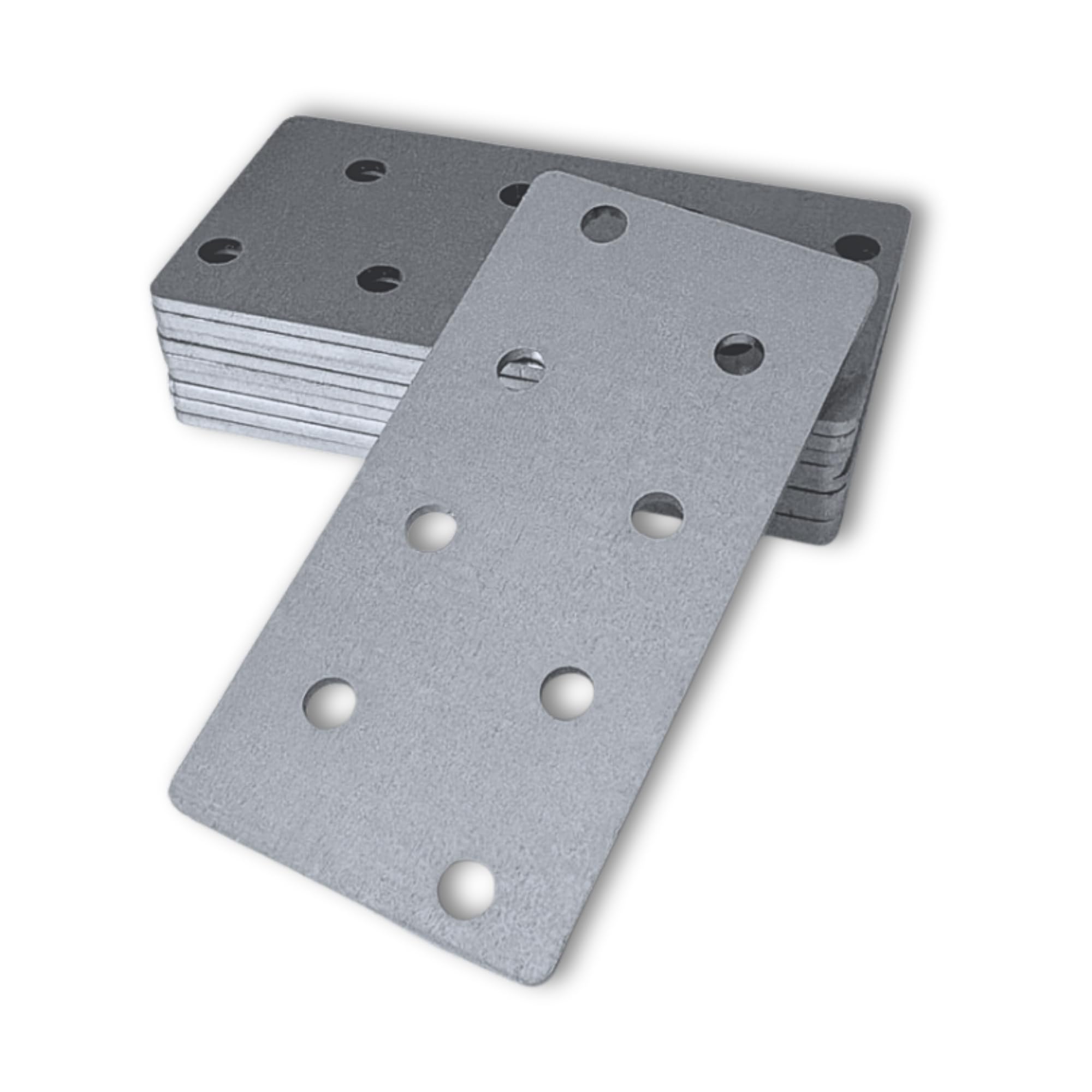 Hanfco Silver Galvanised Hanfco® 10Pcs 80X40x2,5Mm Flat Brackets For Wood, Galvanised Steel Perforated Mending Plates, Wood Metal Flat Joining Plates, Timber Wood Repair Connectors Sleeper Fixing Heavy Duty Joining Brackets