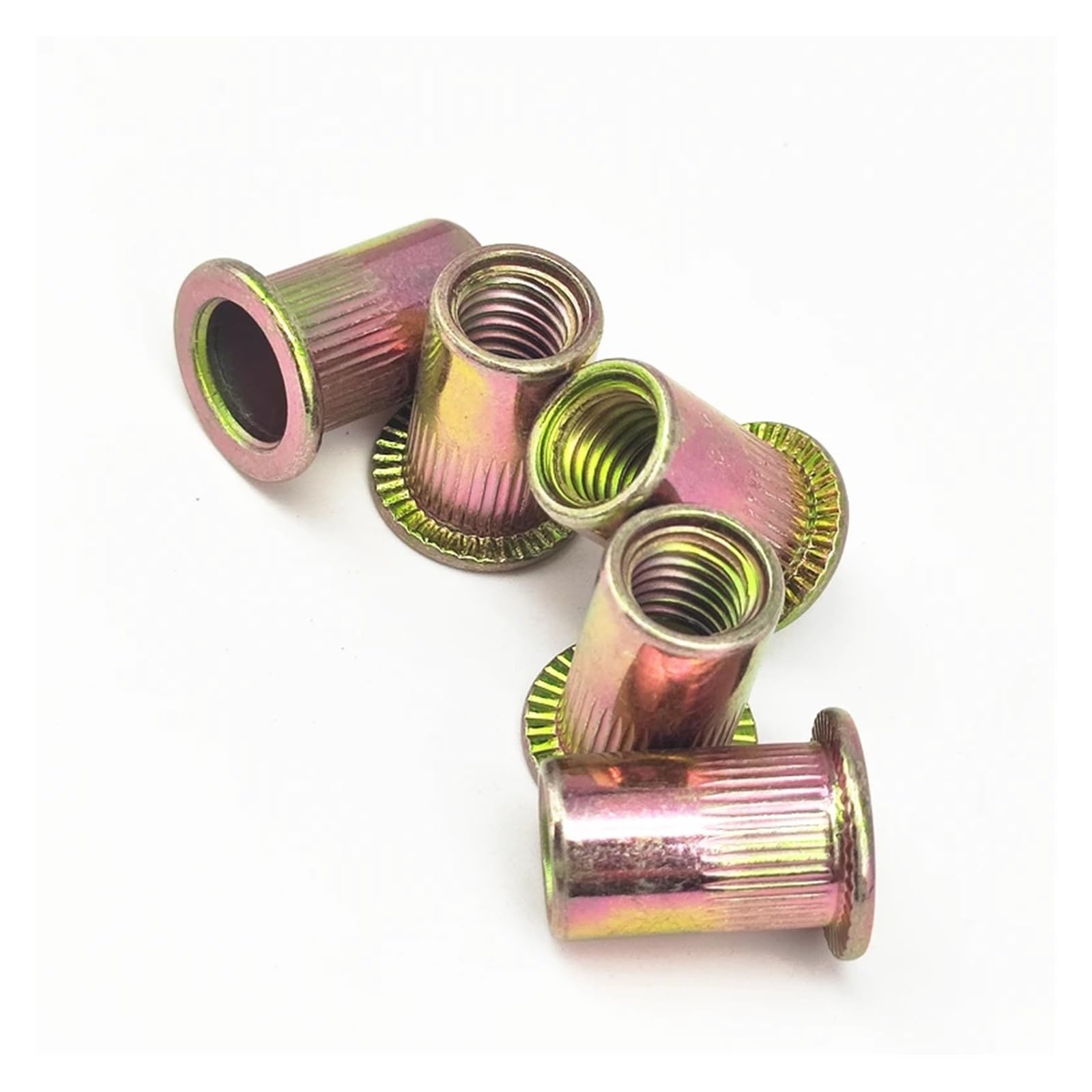 Tuercas de remache M3 M4 M5 M6 M8 M10 M12 Tuercas de remache roscadas de cabeza plana moleteada Acero al carbono galvanizado(M8 100pcs)