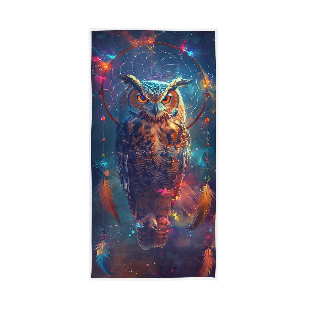 HUYGD Colorful Owl Dream Catcher Hand Towels for Bathroom, Hand Towel for Bathroom, Shower, Hotel, Spa 15 x 30 Inches