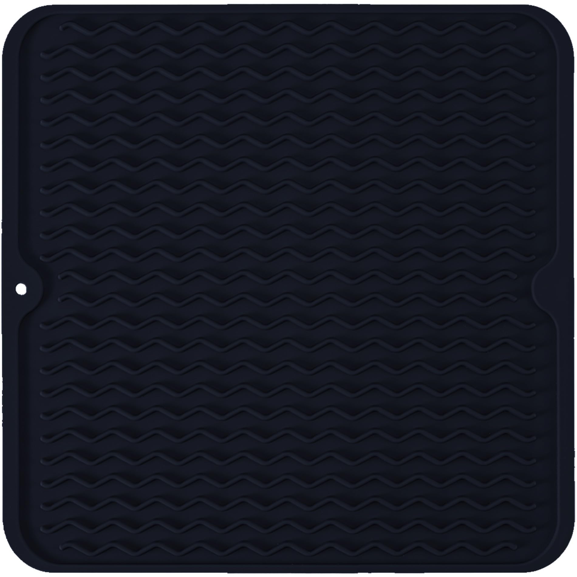 Silicone Dish Drying Mat for Multiple Usage, Easy clean, Eco-friendly, Heat-resistant Dish Drainer Mat for Kitchen Counter,Sink,Refrigerator or Drawer liner (12" x 12", Dark Blue)