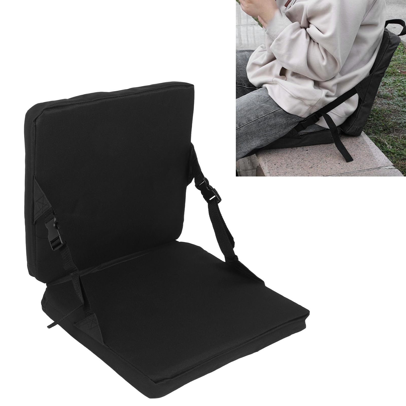 Cojín Plegable Silla Piso Silla Juego Piso meditación Playa Ajustable cómoda Meditation Chair con Respaldo Plegable para Interiores y Exteriores