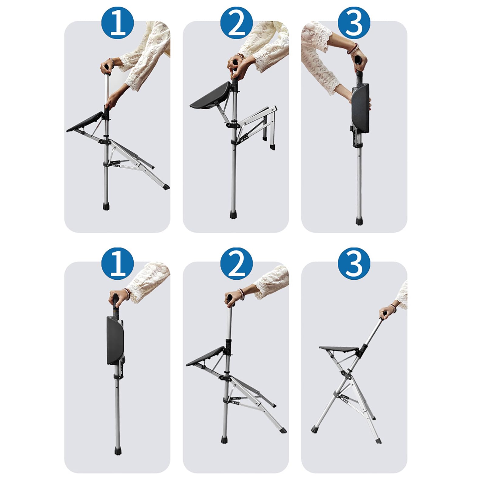 NYCDA Sedia Pieghevole Bastoncini da Trekking in Lega di Alluminio, Bastone con Sedile, Bastoni da Passeggio per Anziani Canne da Uomo, Outdoor Lti- Purpose Travel Assist Walking Stick Leggero
