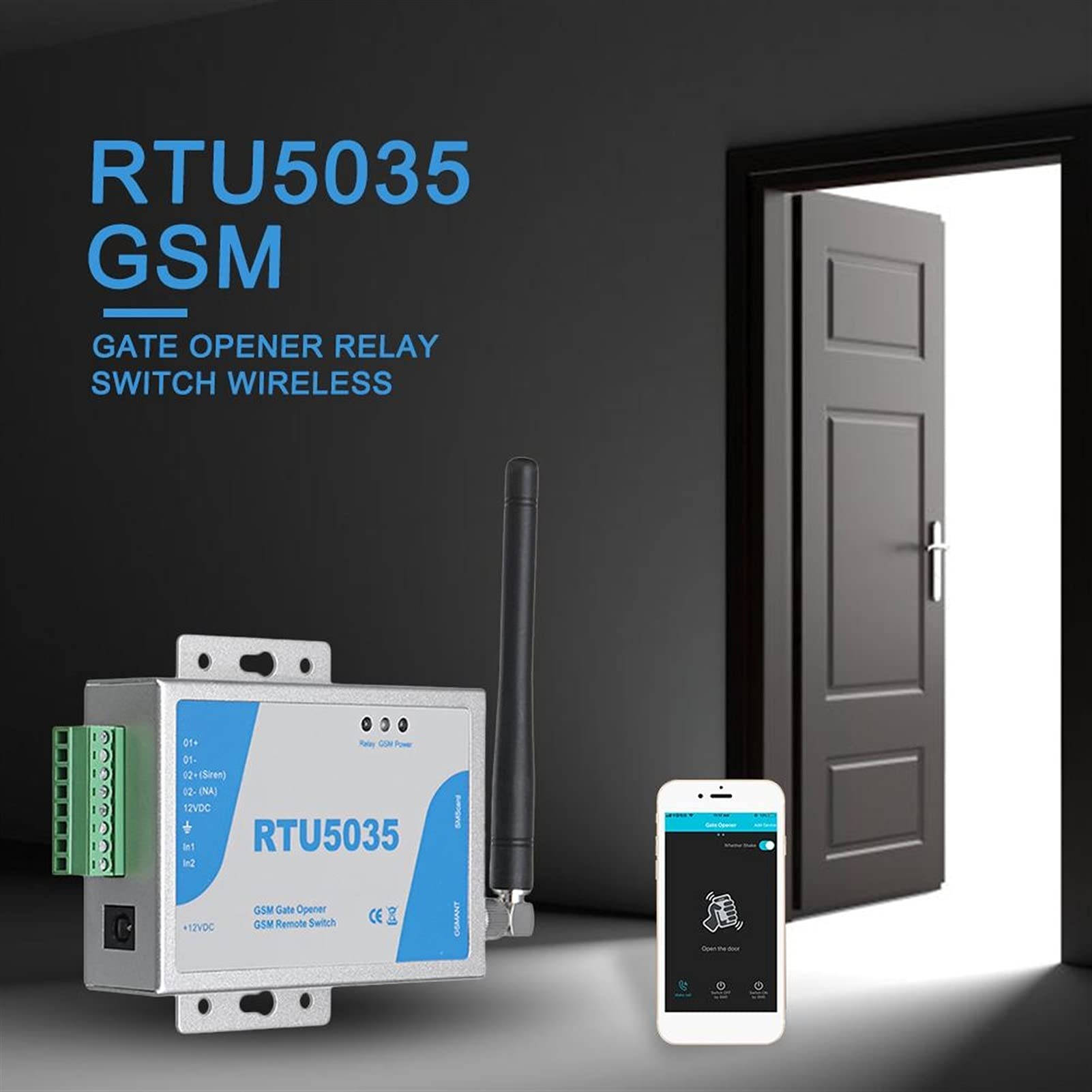 Abridor de puerta de Garaje, RTU5024 RTU5035 GSM Interruptor de la puerta Interruptor de retransmisión de la puerta de control remoto Acceso a la puerta de la puerta de la puerta inalámbrica por Llame