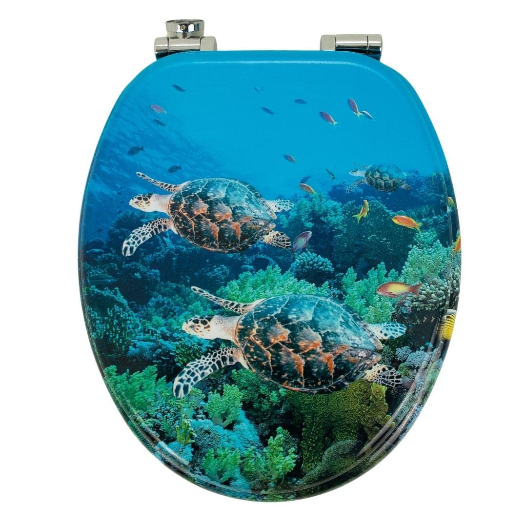 OGOMONDO Sedile Wc Copri Water Universale Frizionato Colorato Fantasia MDF Chiusura Rallentata