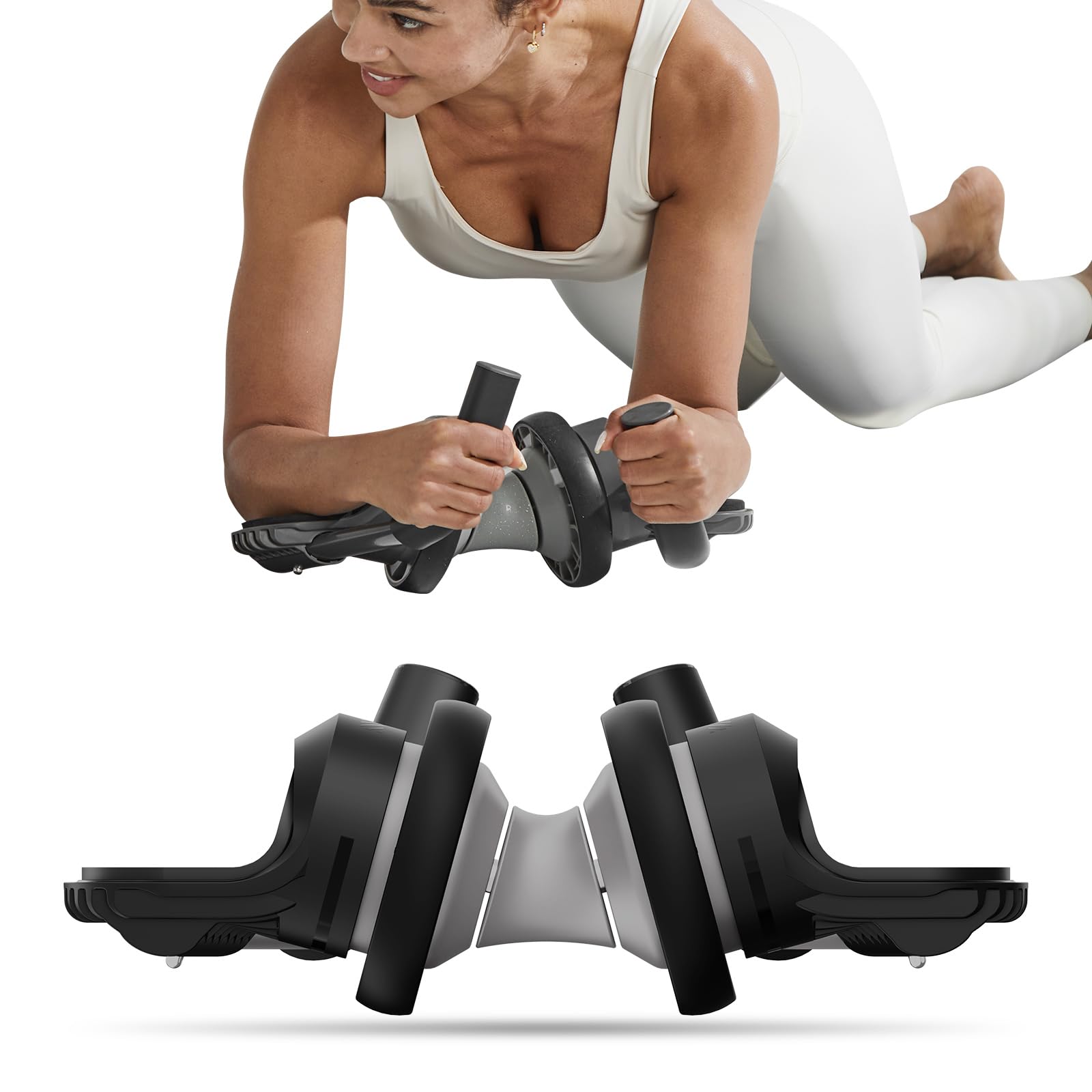 Roue Abdominale, Professionnelle avec Design Courbé Innovant - Entraînement Ciblé des Obliques et du Core, Renforcement Musculaire du Dos et des Abdominaux pour Hommes et Femmes