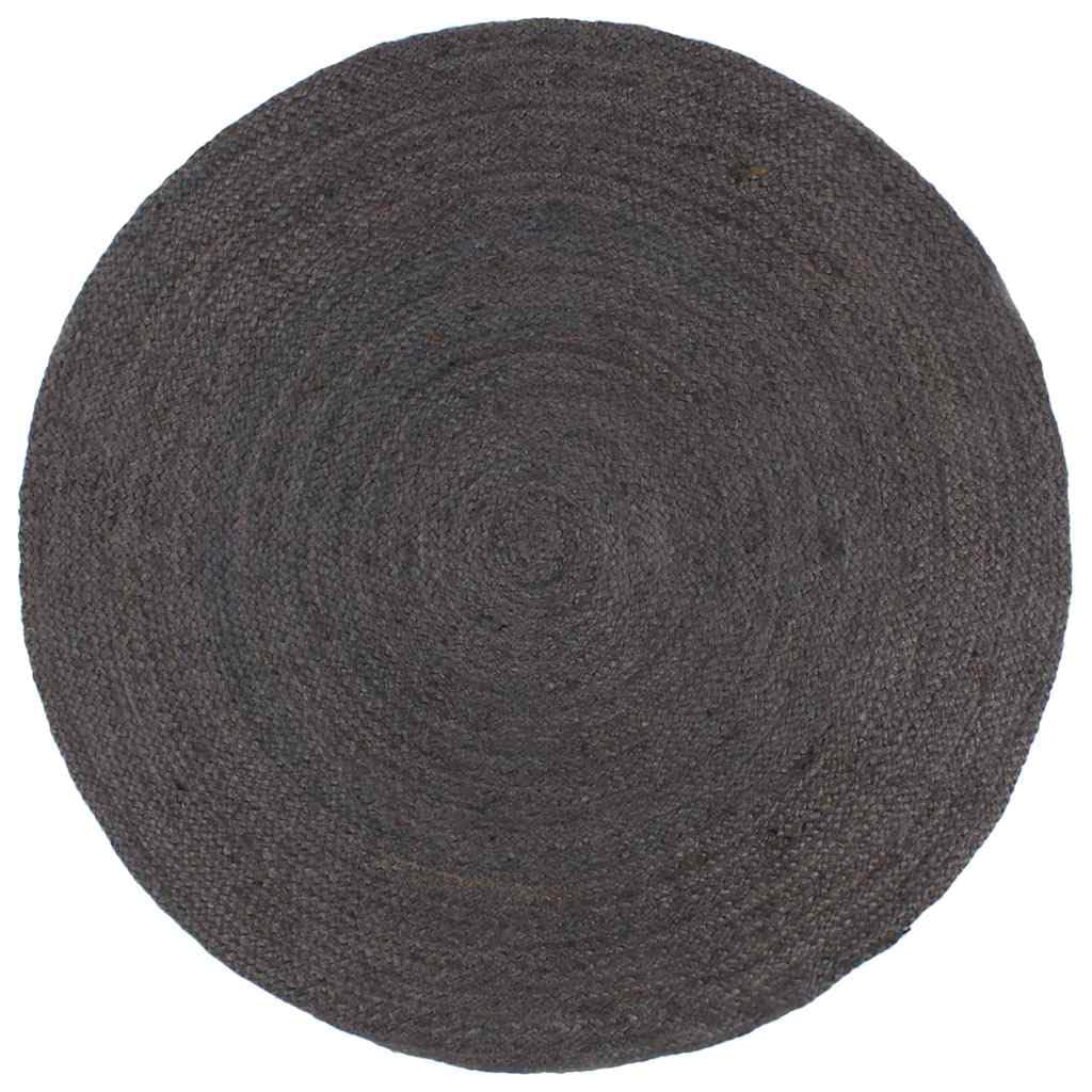 Tapis rond en jute fait à la main Gris foncé 180 cm