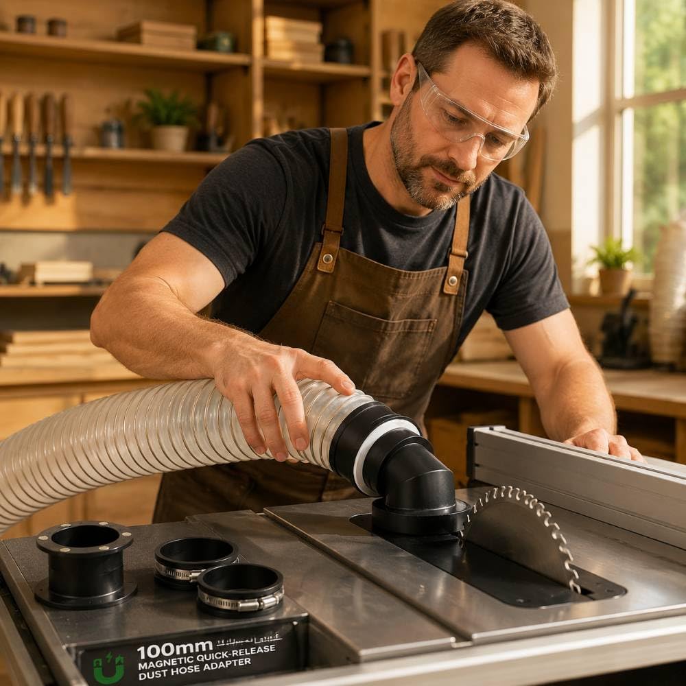 Adattatore Rapido 100mm per Aspirazione Legno Set Magnetico 5 Pezzi