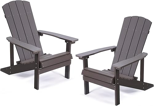 Aok Garden - Silla de jardín estilo Adirondack para patio, de madera resistente a la intemperie, muebles para césped y balcón, 2 unidades, color café