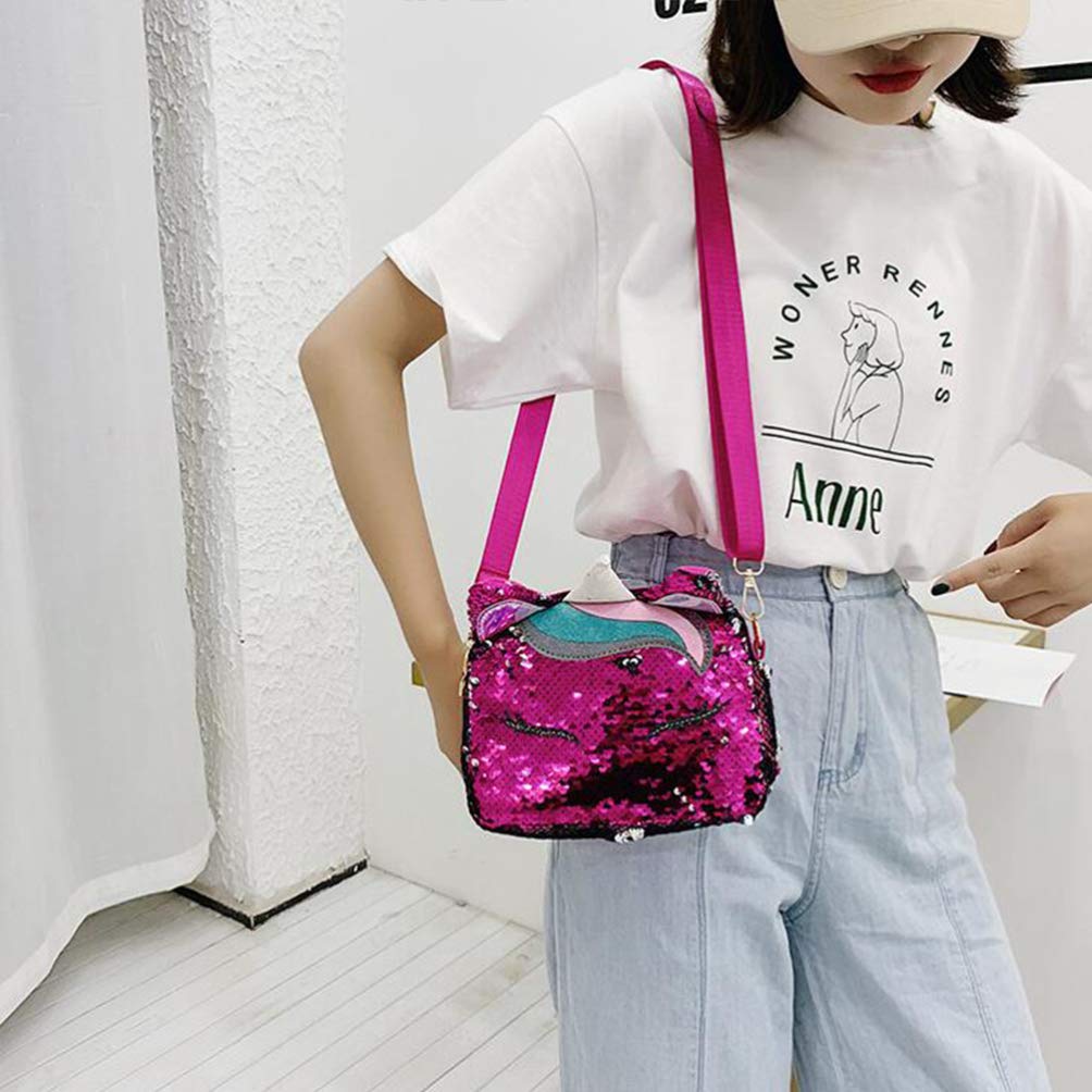 VALICLUD Frauen Mädchen Einhorn Pailletten Tasche Glitzer Crossbody Geldbörse Umhängetasche für Kinder Kleine Mädchen