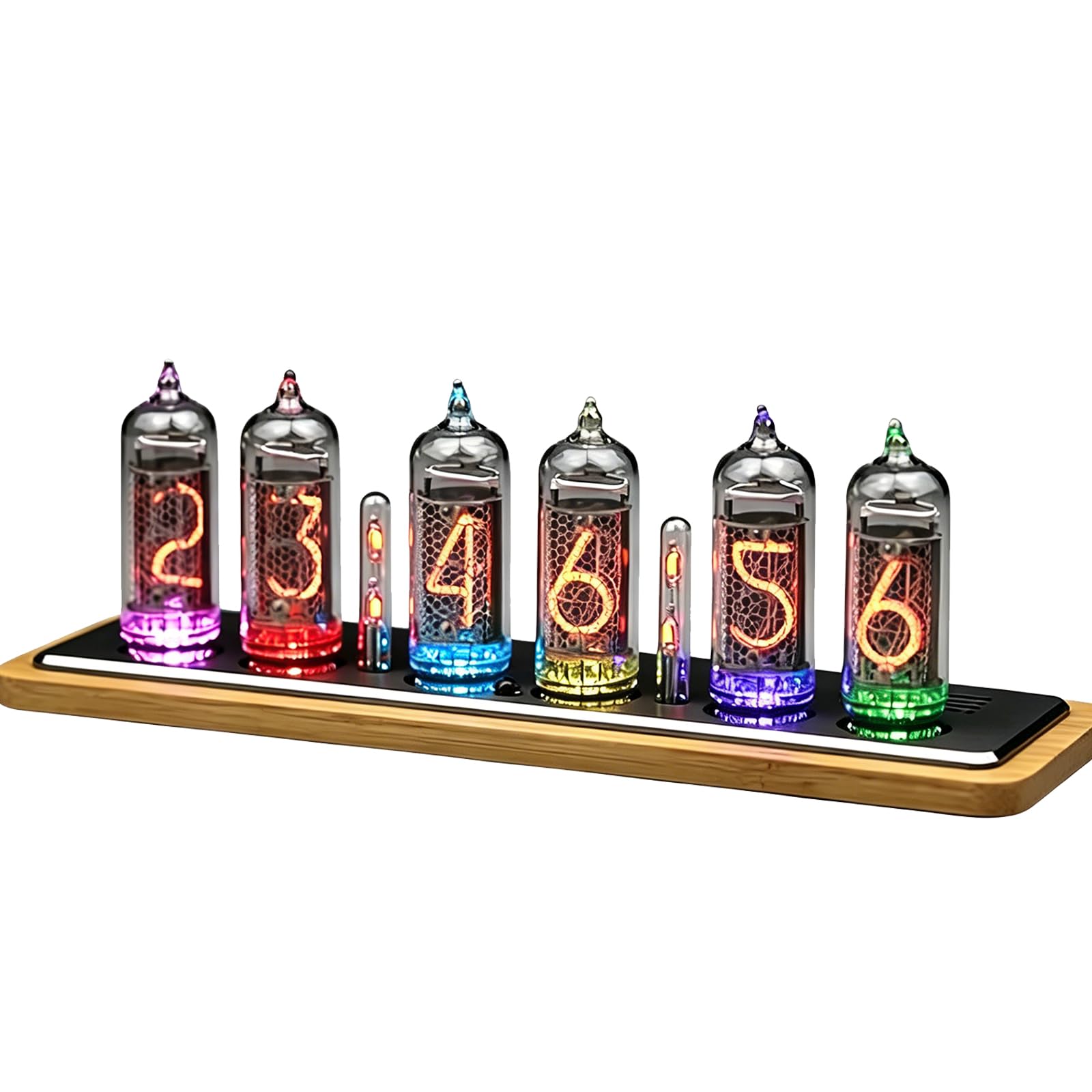 VILA SMO Nixie Tube Clock In14 Glow Tube, Nixie Clock Ex-ussr, With Black Walnut Base, Brightness Auto-sensing Adjustment, Time Measurement, Backlight Effects, For Home Bedroom Decoration