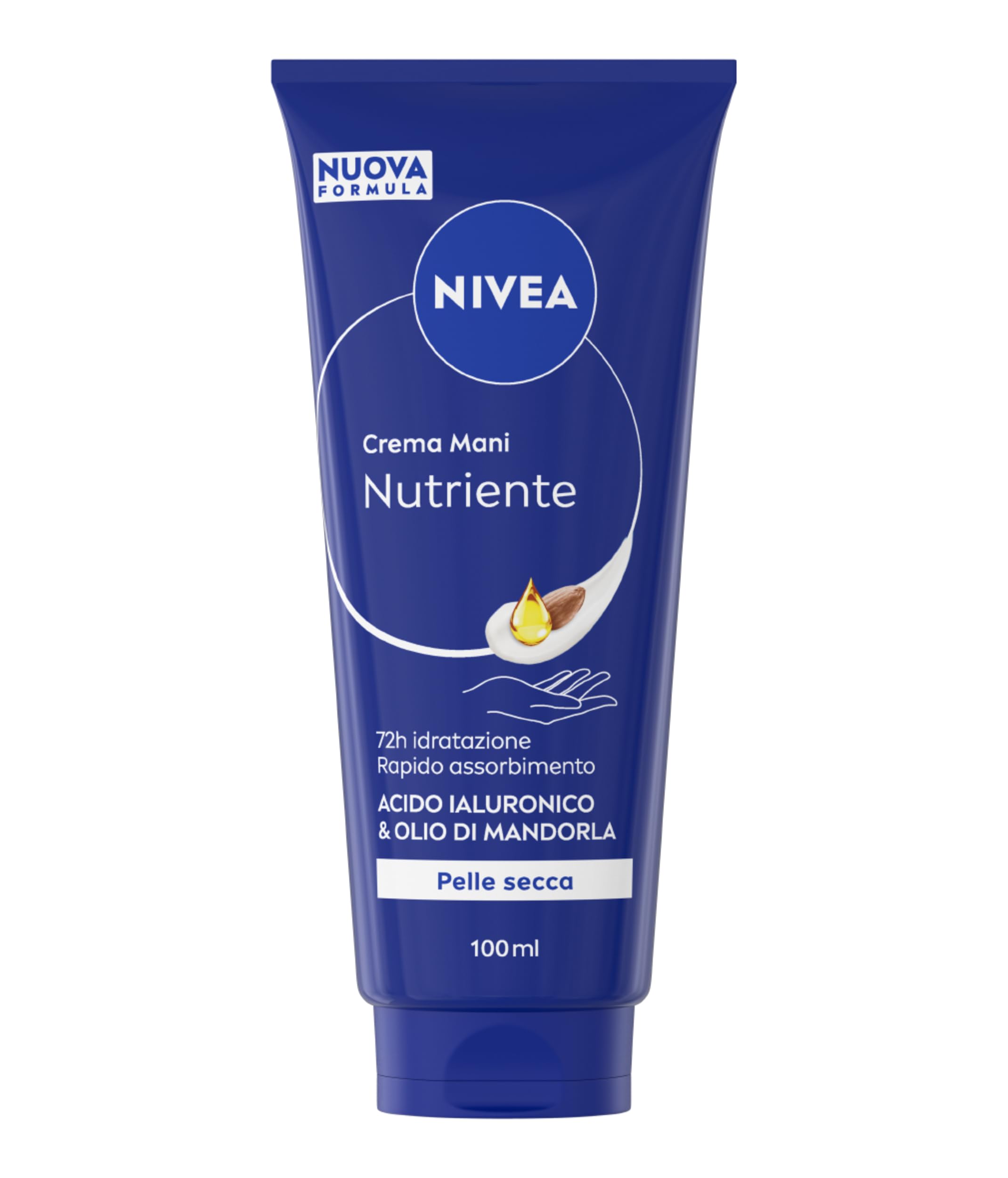 NIVEA Crema Mani Nutriente 100 ml, Crema mani riparatrice e idratante 72h, Hand cream profumata con Acido Ialuronico e Olio di Mandorla, Assorbimento rapido, Pelle secca e screpolata - 2