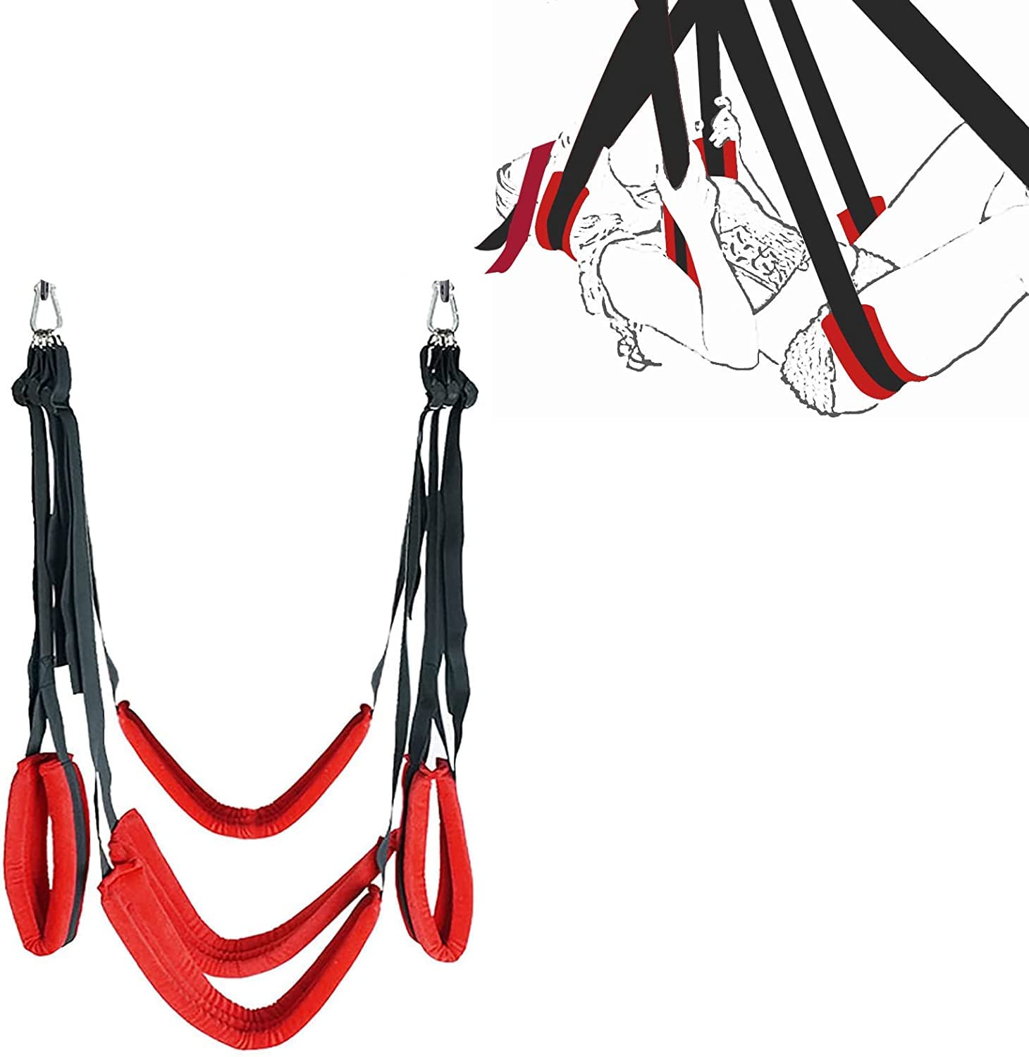[₿aпaп⇒⭑⇒Toys] Columpio Colgante Giratorio de Techo Pesado Rojo con cojín de Silla de 3 Capas para Parejas