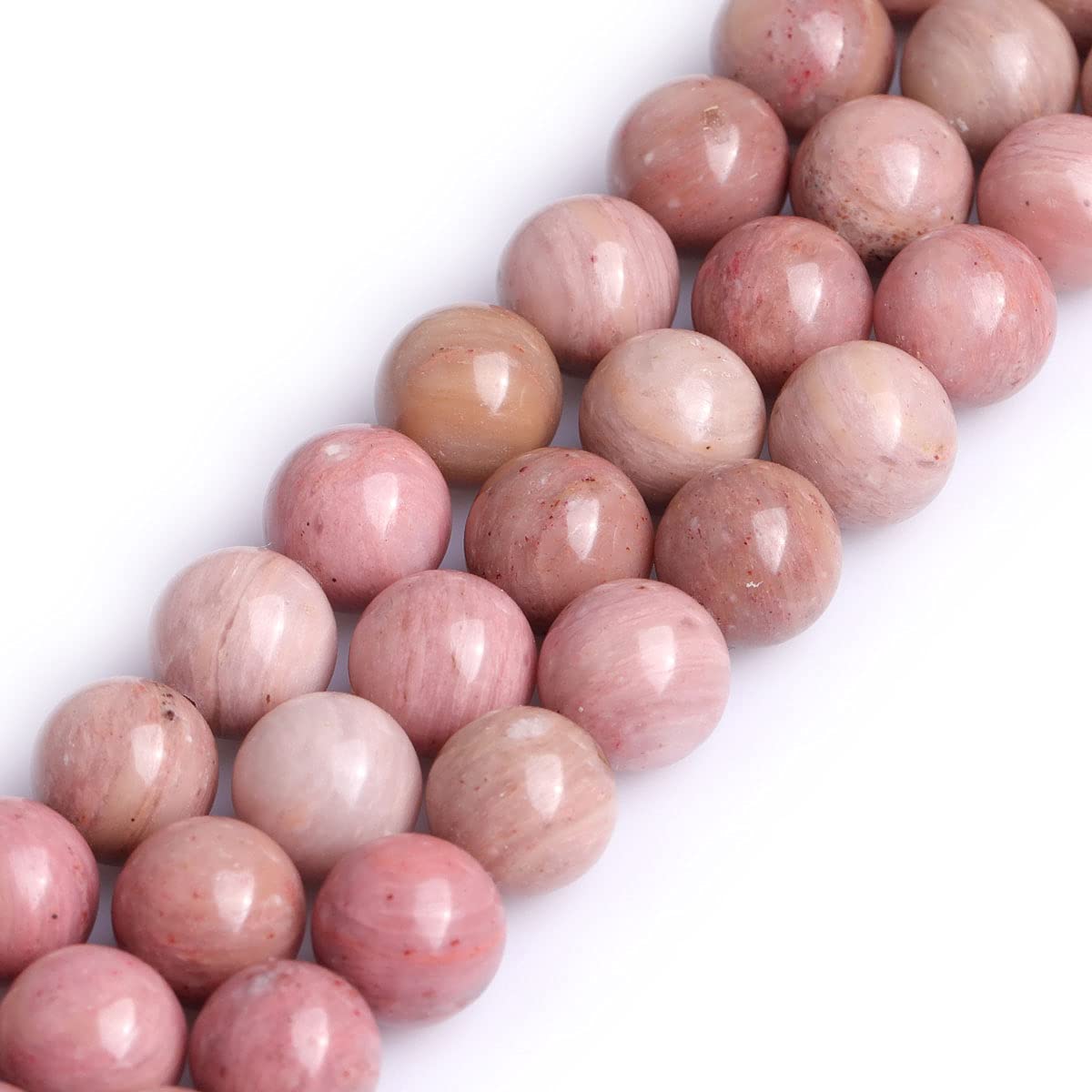 GEM-Inside Natural 10mm Rhodonite Round Gemstone Semi Precious Loose Beads for Jewellery Making 15''