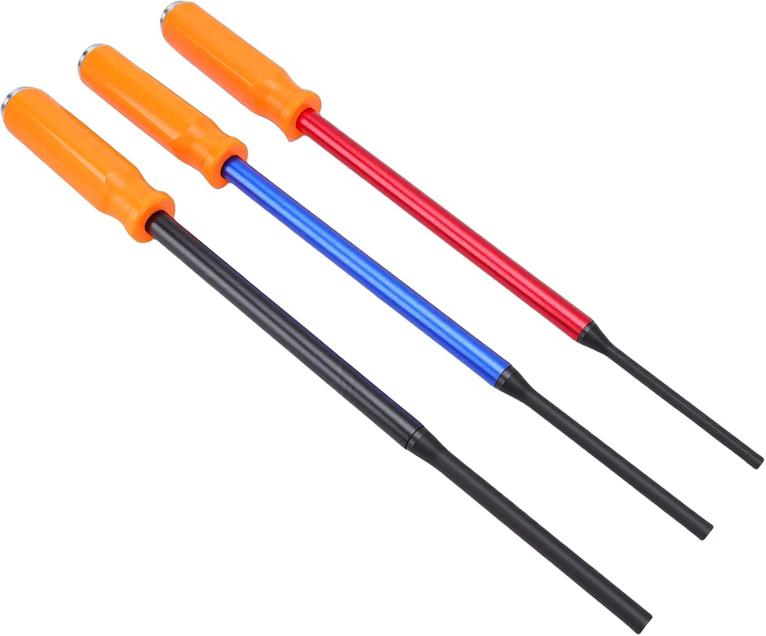 Luocute Long Pin Punch Set, 40cm Pin Punch with Ergonomic Handle and Strike Cap, 1/4in 5/16in 3/8in Heads, with Knurled Grip, for Most Calipers