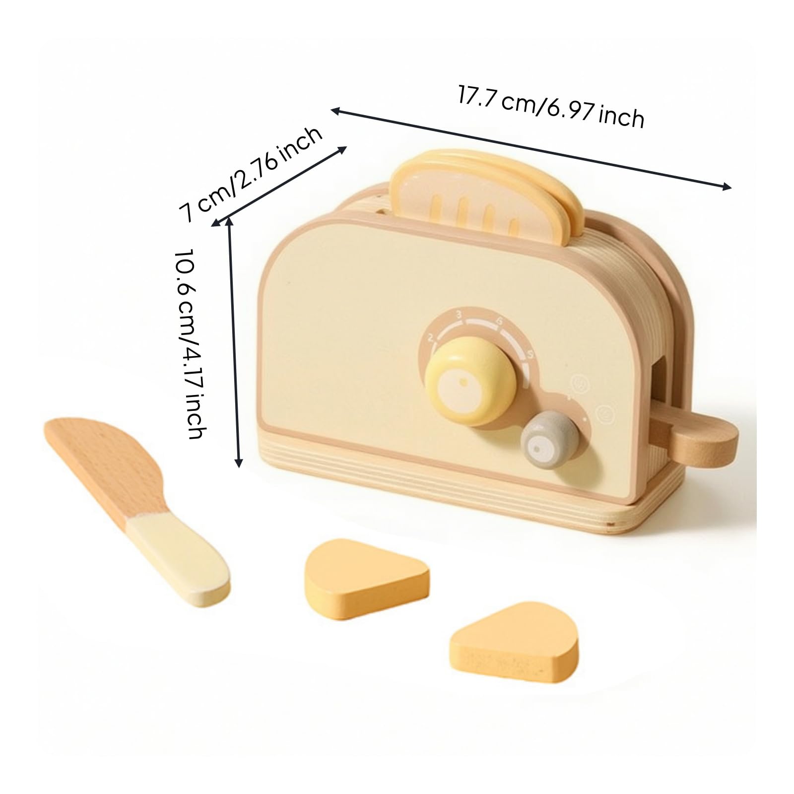 Amagogo Cucina Giocattolo da Tavolo Gioco di Ruolo Accessori Pentole Posate Cibi Finti Compatto per Gioco Quotidiano Apprendimento Prescolare Casa Regali , Tostapane Giallo Crema