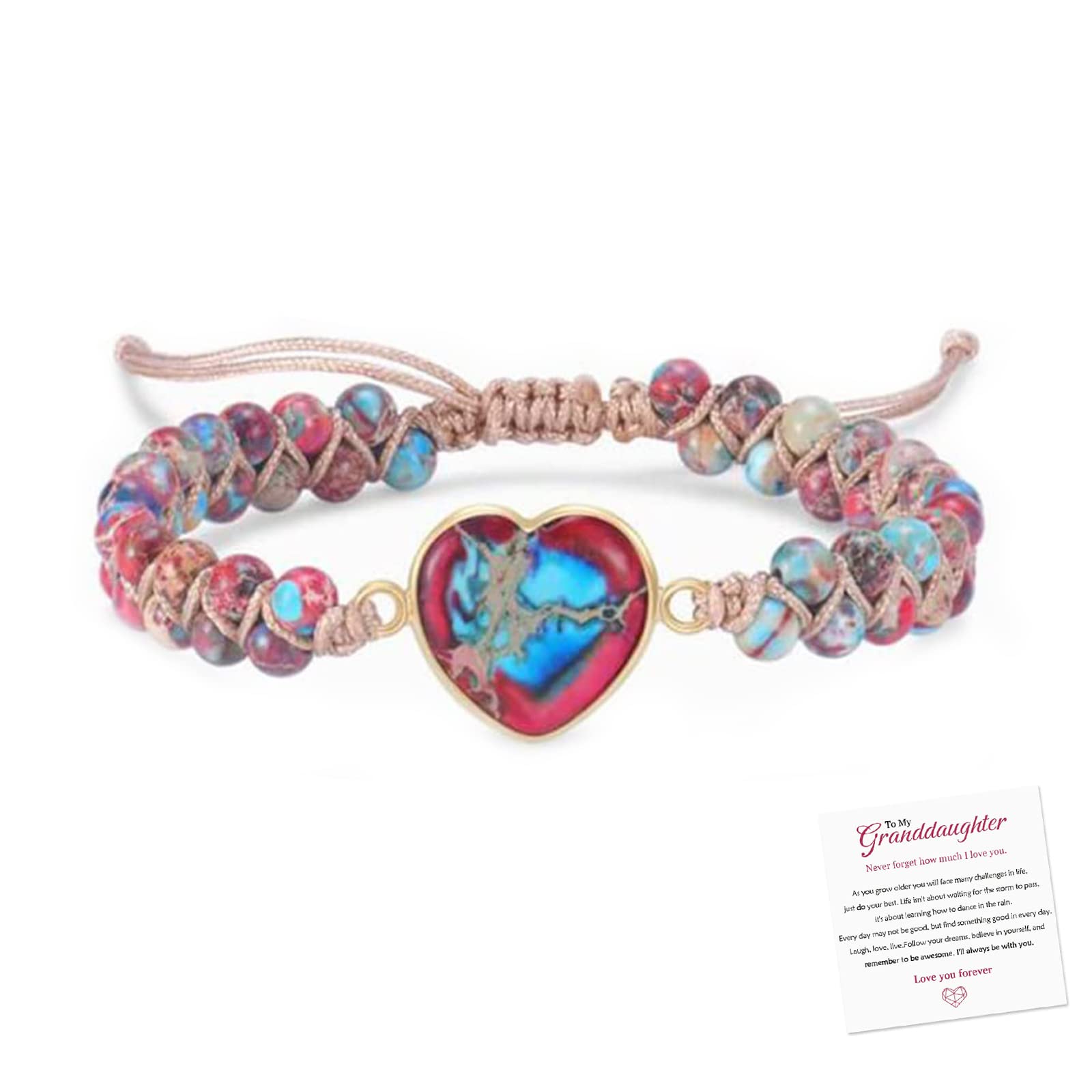 For Granddaughter - A Link That Can Never Be Undone Peach Blossom Knot Bracelet, Granddaughter Bracelet from Grandma Always Be Brave And Be Strong