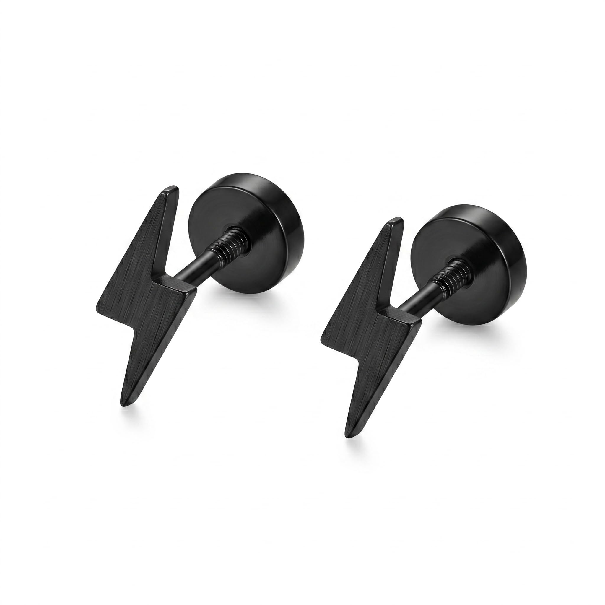 Black Thunder Stud Earrings for Men | Stylish Stainless Steel Anti-Tarnish Studs Earring | Fashion Ear Jewellery Accessories for Men & Boys | Birthday Gift for Husband & Boyfriend-image-15