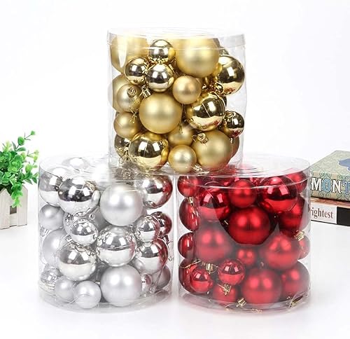 Vista 3 de 40 adornos de Navidad, juego de bola de luz brillante, dorado y rojo plateado, colgante de bola de Navidad, utilizado para decoración familiar