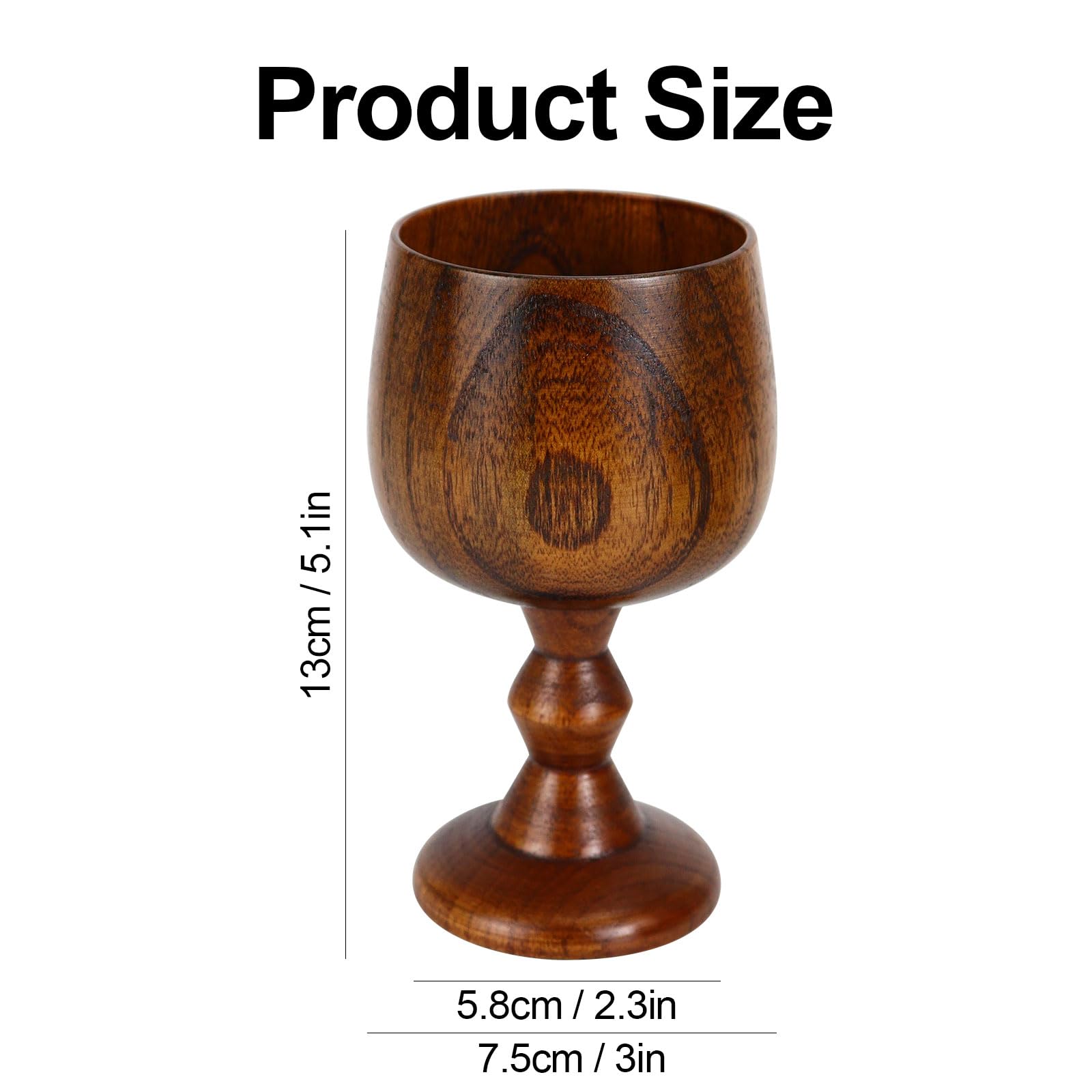 Kelche aus Holz, handgefertigt, aus natürlichem Massivholz, Weinbecher für Bier, Wein und Wasser, 100–150 ml, 2 Stück