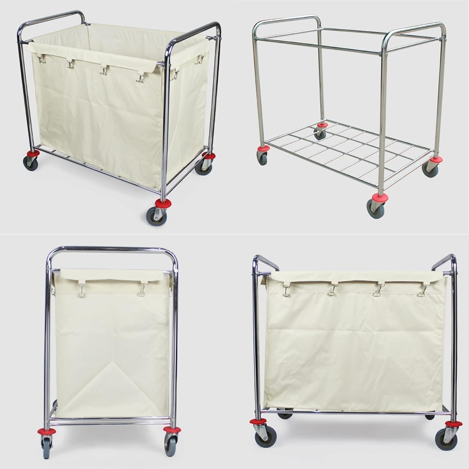 Carrito de lavandería resistente con ruedas con bolsas extraíbles para el hogar, hotel, oficina, cesta clasificadora de lavandería comercial