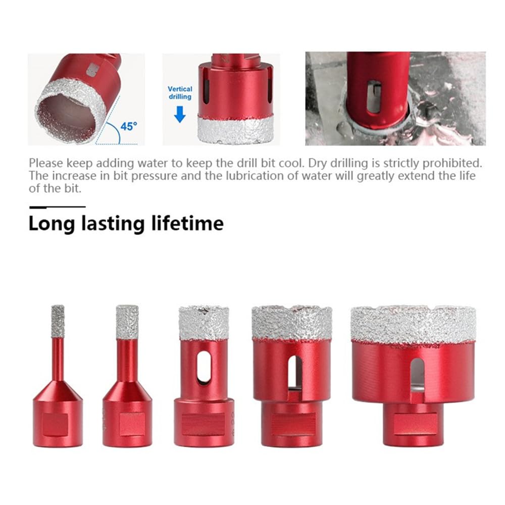 Wiertło diamentowe, Wiertło diamentowe rdzeniowe Gwint M14 Lutowane próżniowo 6-80 mm Płytka porcelanowa Granit Marmur(45mm)