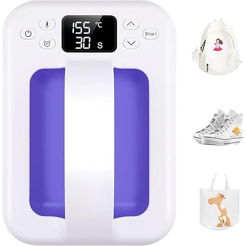 Heat Press Machine For T Shirts, 7" × 5" Portable Mini Heat Press Fast Even Heat, Easy Press T Shirt Printer Machine for HTV Vinyl and Heat Transfer Sublimation for Tote Bags, Hat,DIY Projects(Violet)