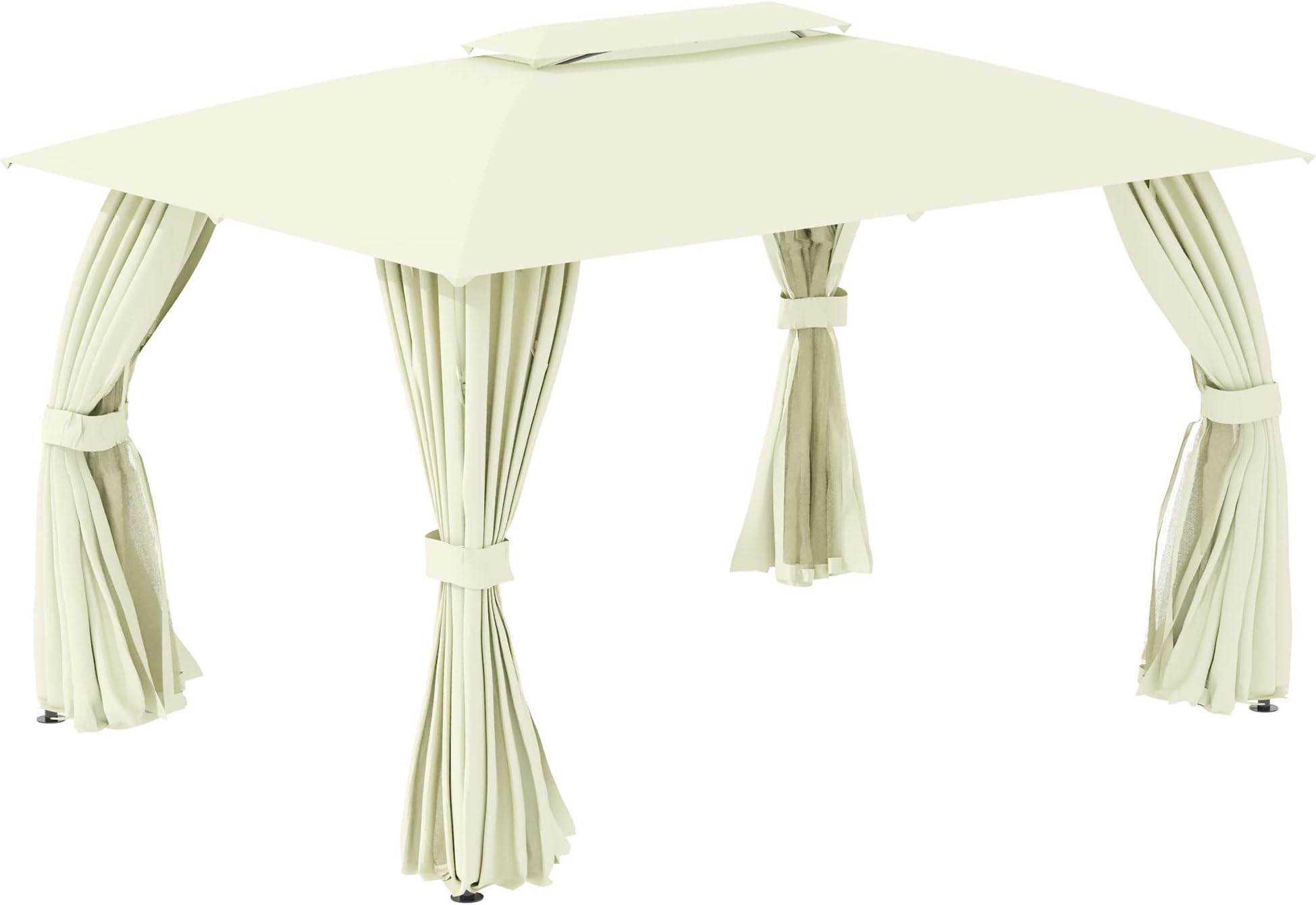 Gazebo Da Giardino 3x3m Outsunny - Con Zanzariera E Tetto In Poliestere Beige - Foto 4