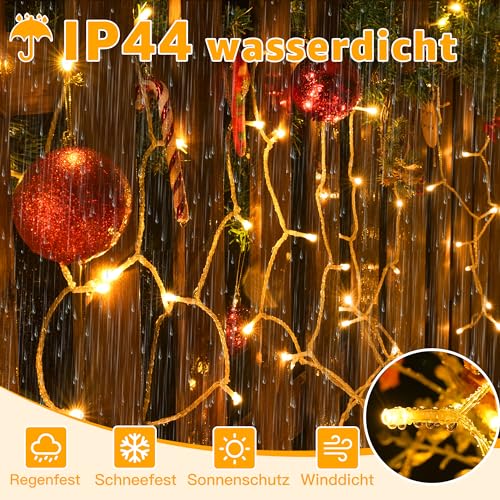 Ollny Lichterkette Außen Batterie 15m, 150 LEDs Warmweiß Timer für Innen – Ansicht 2