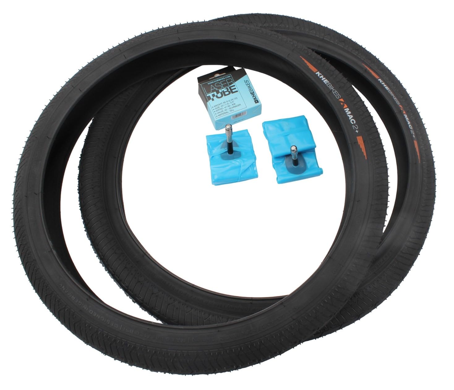 KHE MAC2+ BMX zestaw opon 20 cali – oszczędność 1,24 kg – 2 x opony druciane 2,30 – 2 x dętka TPU – Street & Park Performance