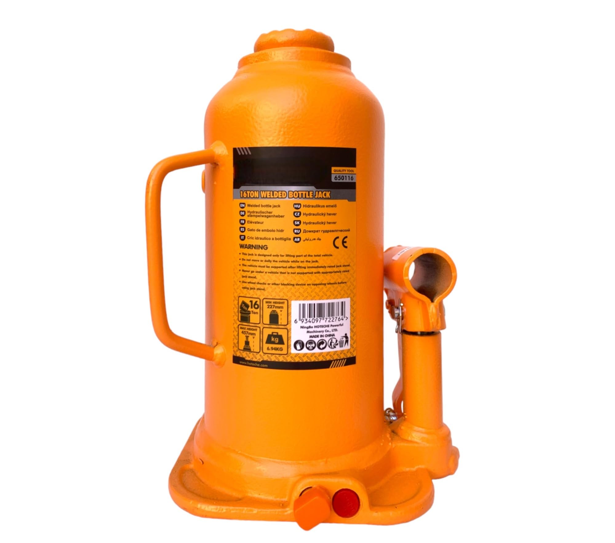 Crick Cric Idraulico per auto a bottiglia Sollevatore Martinetto 16 Tonnellate per Auto Furgoni Roulotte 16 TON