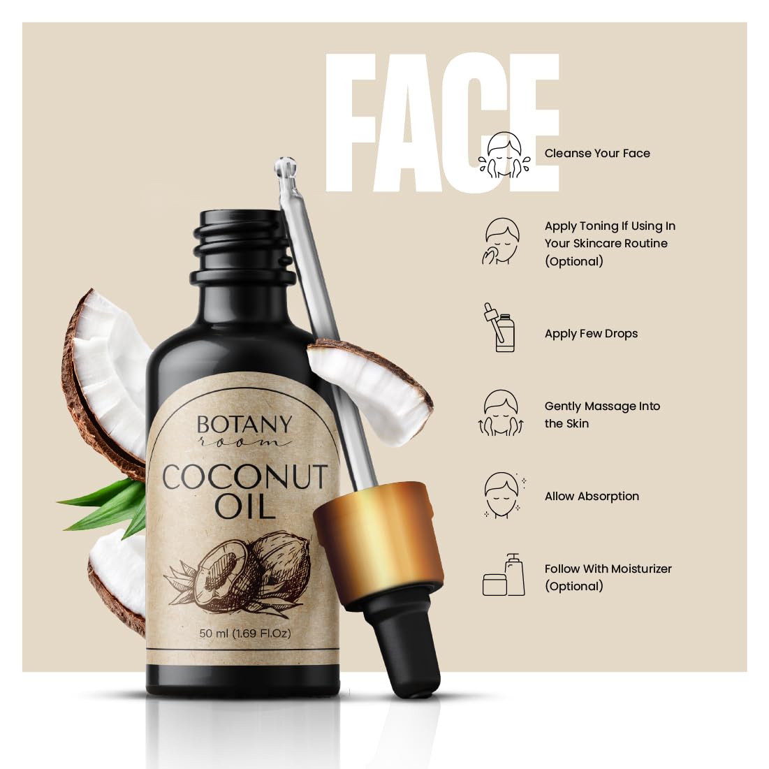 Aceite de Coco Orgánico Hidratante Natural para Cabello Sano y Piel Radiante