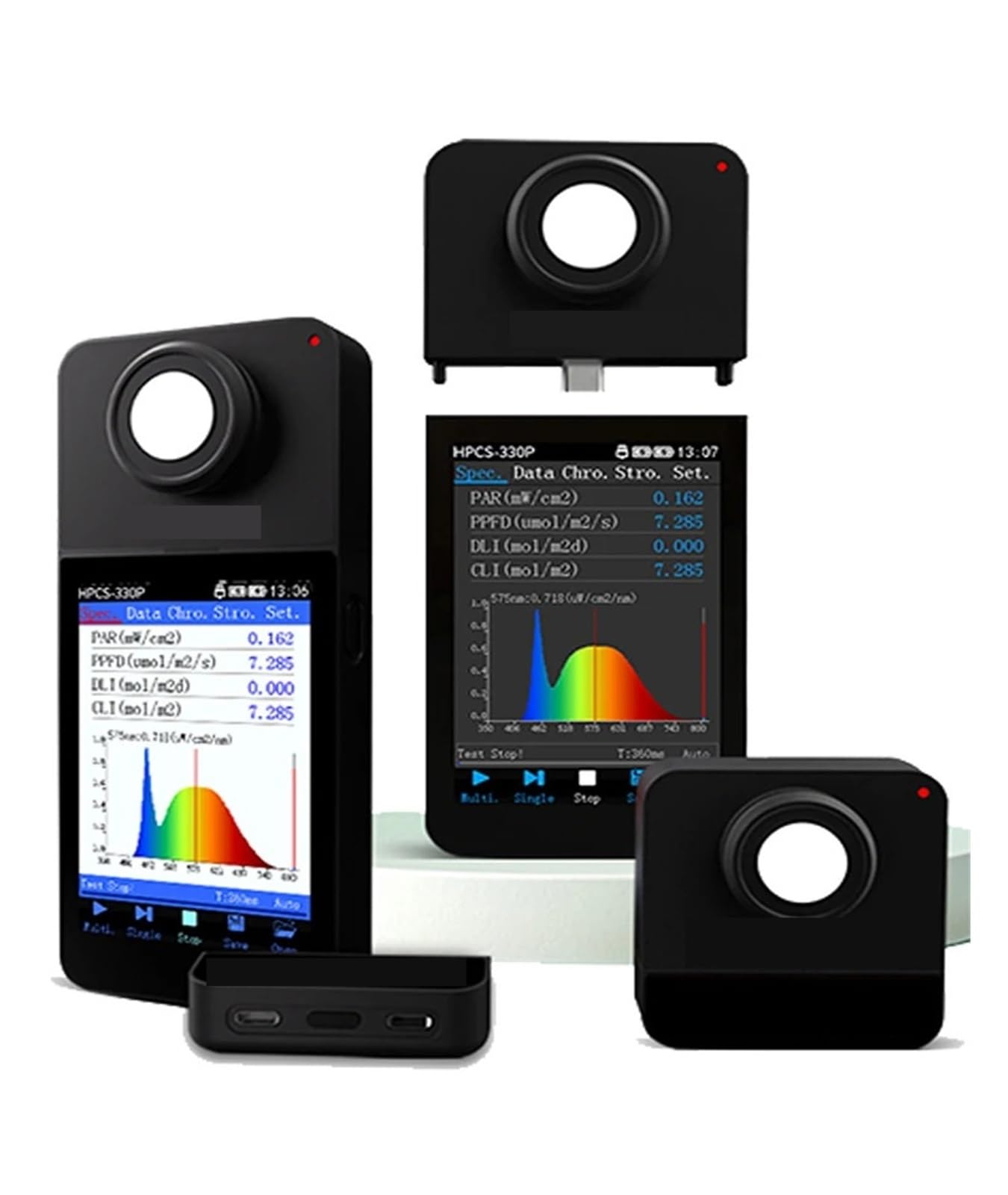 Espectrómetro de luz portátil HPCS310P/330P de longitud de onda de 350-800 nm, medidor de espectro PPAR PPFD for luces LED de cultivo Para laboratorio de ingeniería y uso industrial(HPCS310P)