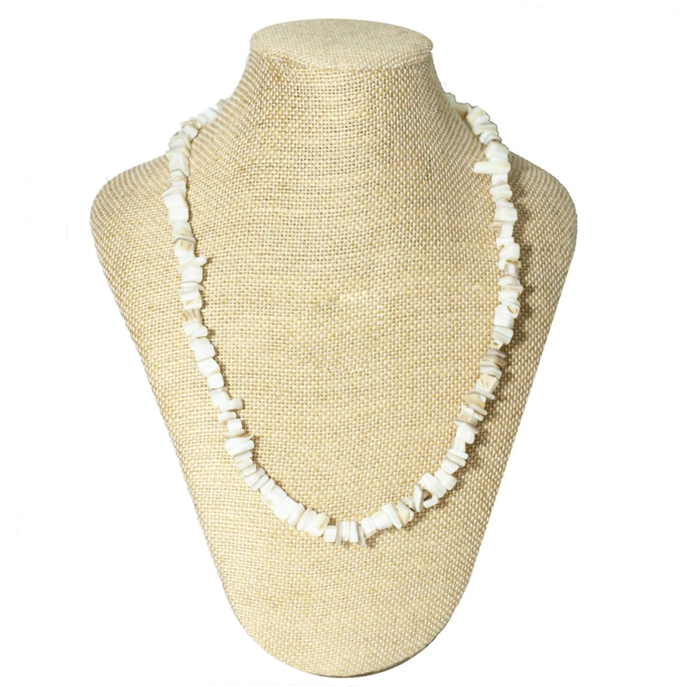 Handmade Collar de escallas de nácar blanco con cierre de Plata de 1ª Ley - Collar de verano de piedras y Plata de Ley