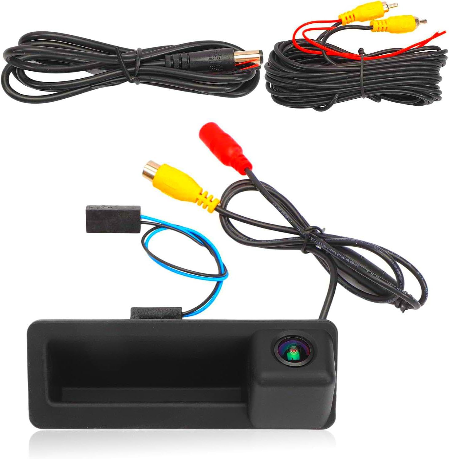 Telecamera posteriore con avviso per BMW, 1080P 170° HD AHD, telecamera posteriore per retromarcia, kit pulsante maniglia per BMW E60 E61 E82 E88 E90 E91 E92 E92 E93 X5 E70 X6 E71 E72 X1 E84