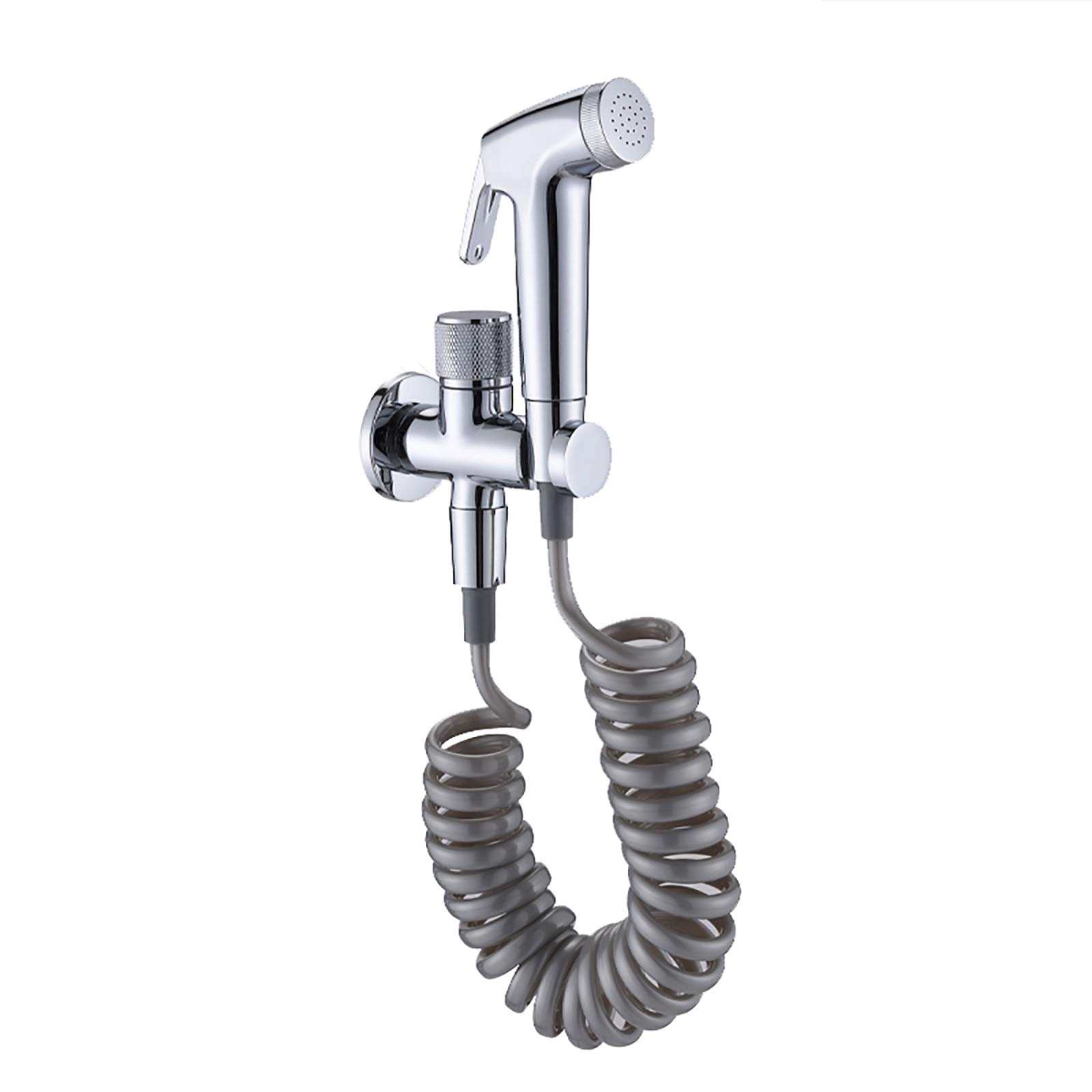 Spruzzatore portatile per bidet per WC, in ottone, portatile, set singolo per acqua fredda, con tubo doccia in PVC, per il bagno degli animali domestici, igiene personale, cromato (cromato