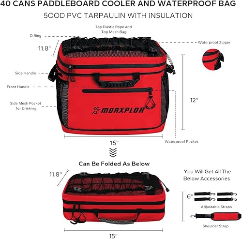 Miniatura 31 de Bolsa impermeable de PVC para cubierta de paddleboard, 40 latas Sup Deck Cooler Bag,Bolsa enfriadora para paddleboard,Bolsa térmica para lonchera