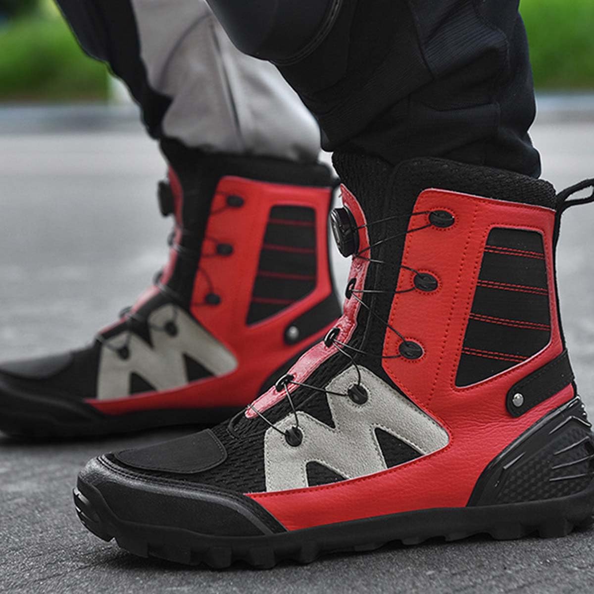 Scarpe Moto Uomo Scarpe Motocross Casual Traspiranti con Rinforzo Cambio Stivali Motociclisti Resistenti e Comode