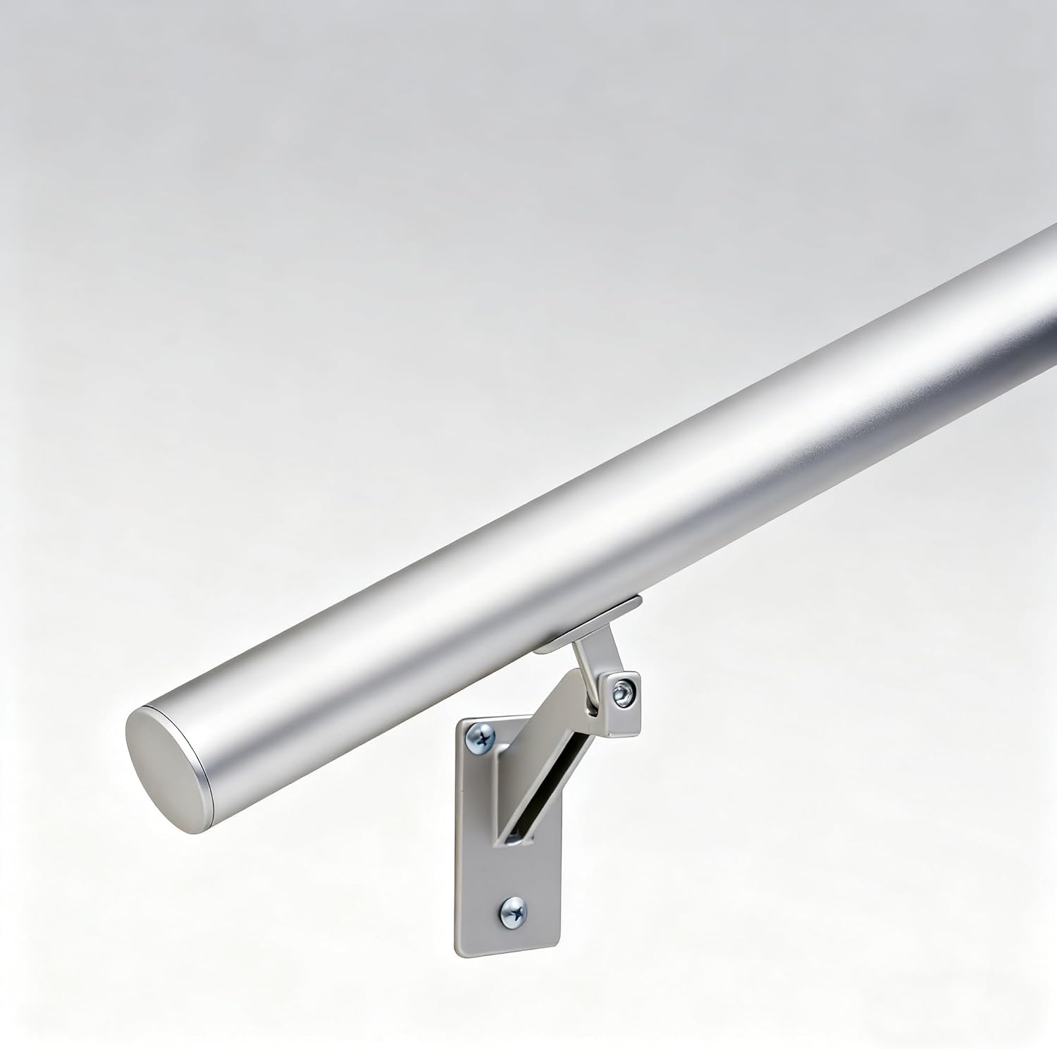 11 FT Handrails Kit for Indoor Outdoor Stairs，Modern Aluminum Handrail Set，1.4" Diameter Bar,Adjustable 304 Stainless Steel Brackets Included，Rust Free. (Anodized Shiny Silver, 11 FT)