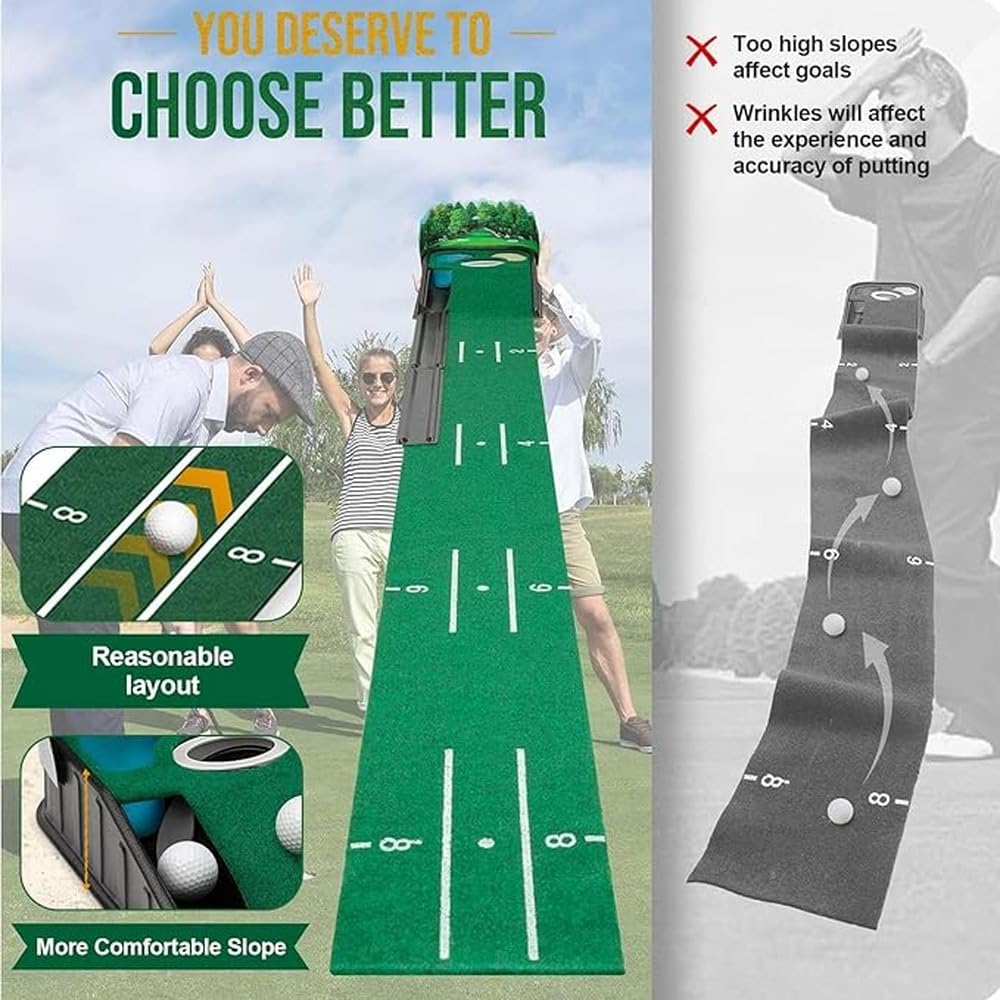 Putts unter Verwendung Einer Indoor Putting Matte mit Ballrücklauf