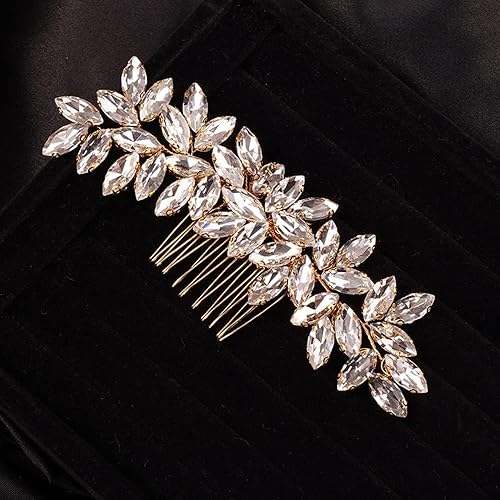 Miniatura 2 de Peine de pelo simple con diamantes de imitación para novia, boda, piezas de cristal para el cabello, accesorios lujosos para el cabello para novia,