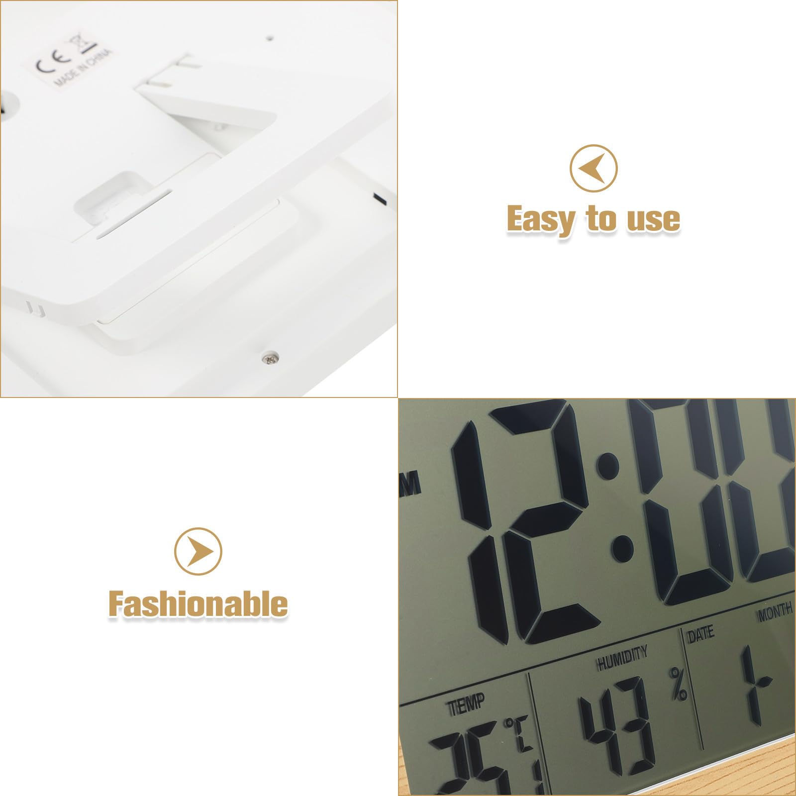Reloj Despertador Digital de Pared y Escritorio Abs Compacto Temperatura
