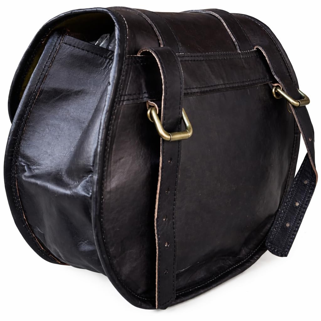 Bolsa Powersport de Cuero Azul Americano, para Motocicleta y Bicicleta, con Montaje en Manillar y Bolsa Negra con Billetera de Cuero para Hombres