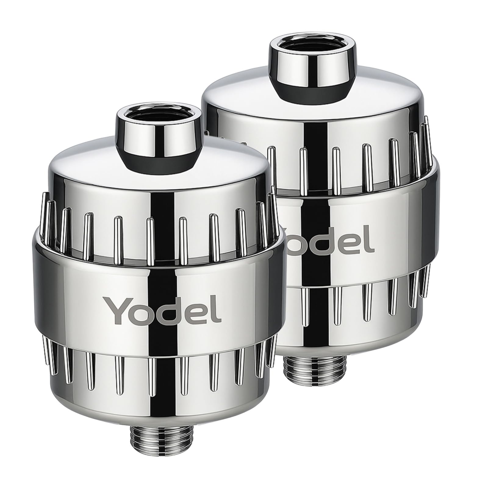 Yodel Shower Filter 2 Pack Chrome - Hard Water Softener, 99% Removes Chlorine & Impurities, Improves Skin & Hair Condition, Universal Fit for Shower Heads