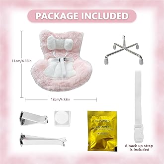 Doll Car Seat for 3–8 inch Figures, Fits Character Plushes, Blind Box Dolls & Vinyl Collectibles, Includes Air Vent Clip & Desktop Stand, Cute Car Ornament for Collectors (Pink)