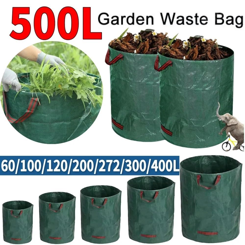 Bolsa de basura para jardín, saco hojas, bote ligero, contenedor hierba plegable para patio césped Bolsa para hojas