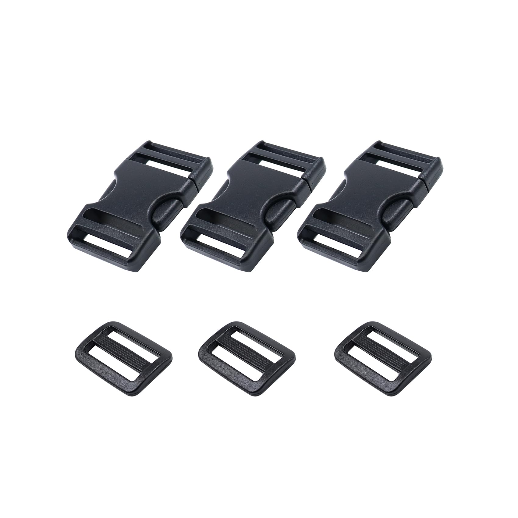 Ahijklmn Plastic Buckles,Plastic Side Release Buckle clips + Tri Glide Slides Heavy Duty Strap Replacement Buckle Clips Snap Sliders for Backpack (32mm