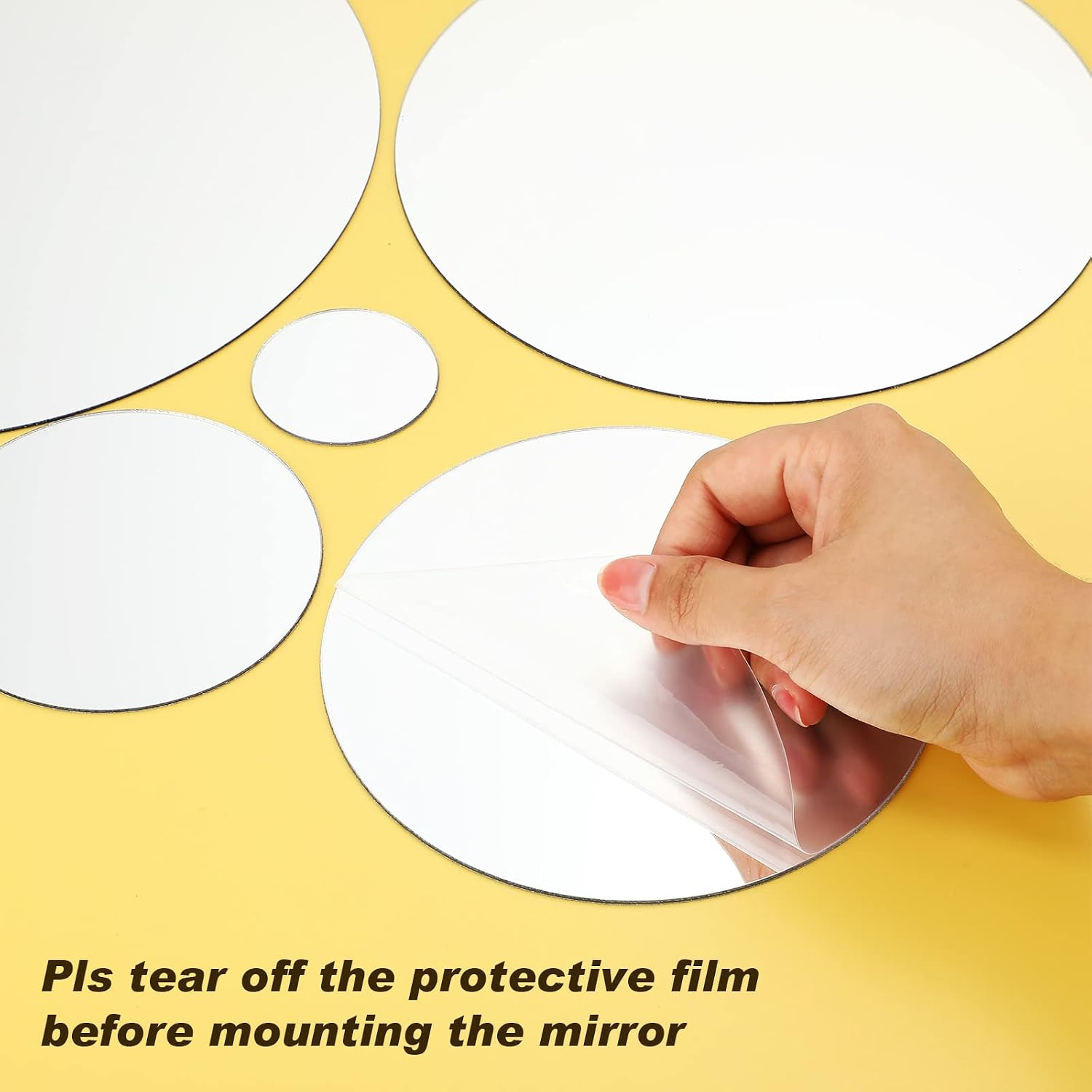 32 Pieces Mirror Wall Stickers Removable Acrylic Mirror Setting Adhesive Round Circle Mirror Tiles Decals for Home Living Room Bedroom Decor (Medium Size)